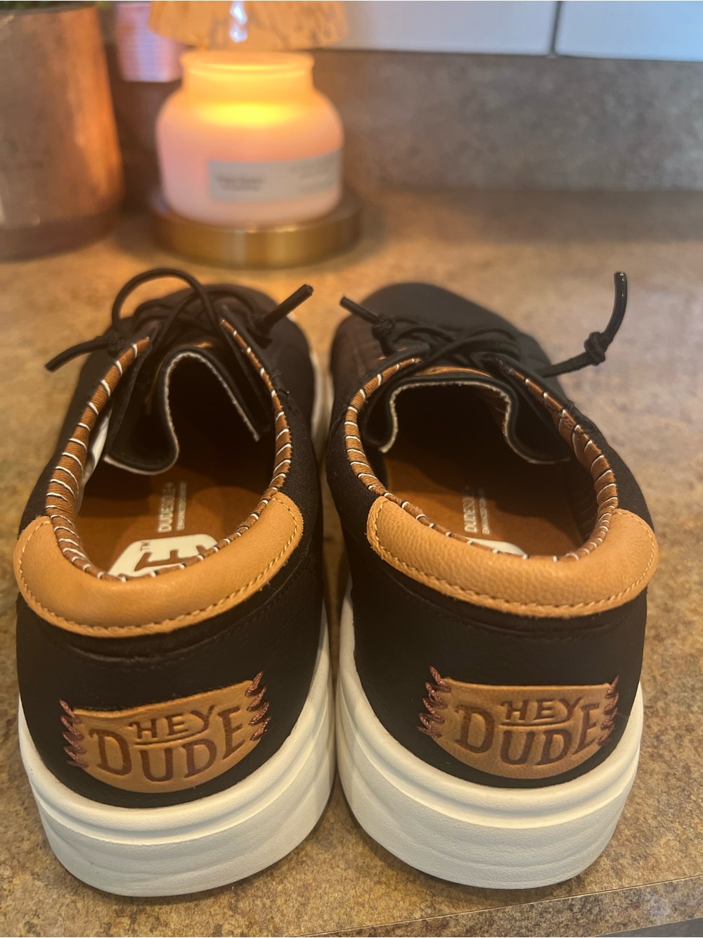 Hey Dude Men Black and Tan Low-Top Casual Sneakers